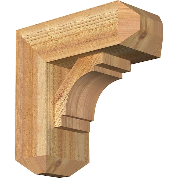 Ekena Millwork Merced Craftsman Rough Sawn Bracket w/ Offset Brace, Western Red Cedar, 6"W x 14"D x 14"H BKT0604X14X14MRC04RWR - main